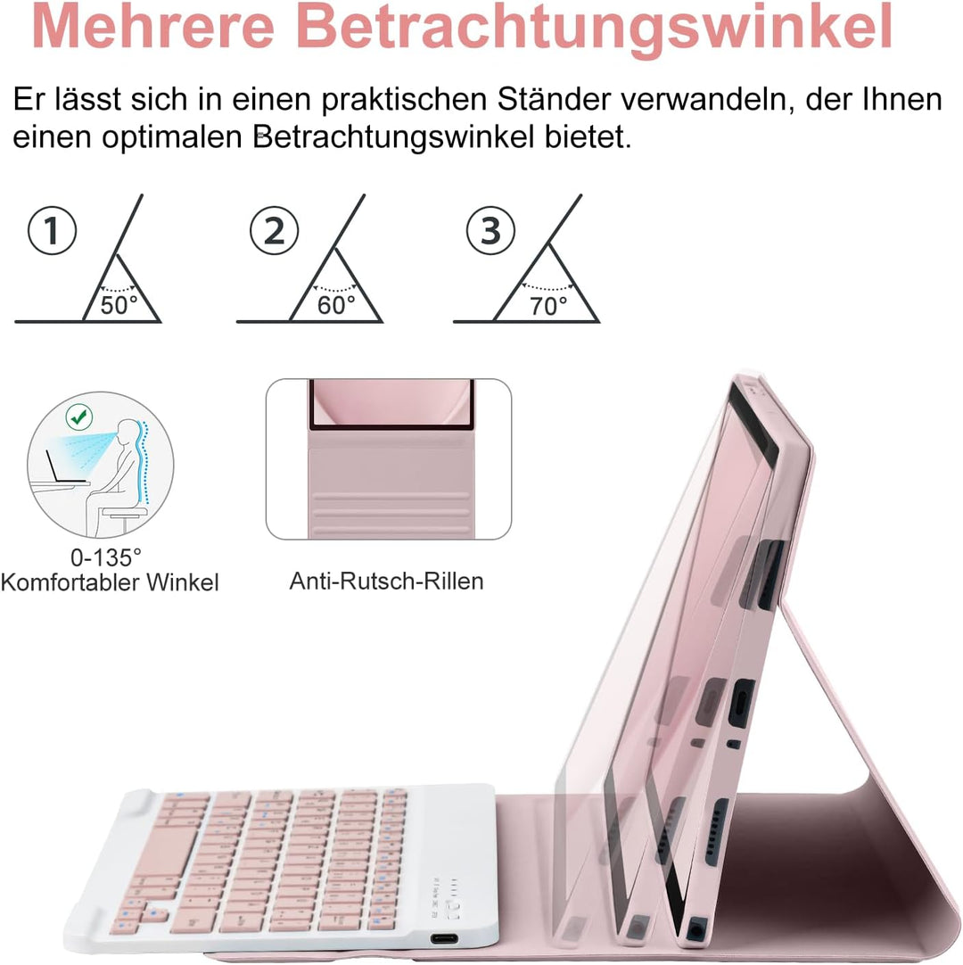 HOTLIFE Tastatur Hülle für Samsung Galaxy Tab А11+/А9+ 11 Zoll 2023/2025, Schutzhülle mit Automatisc