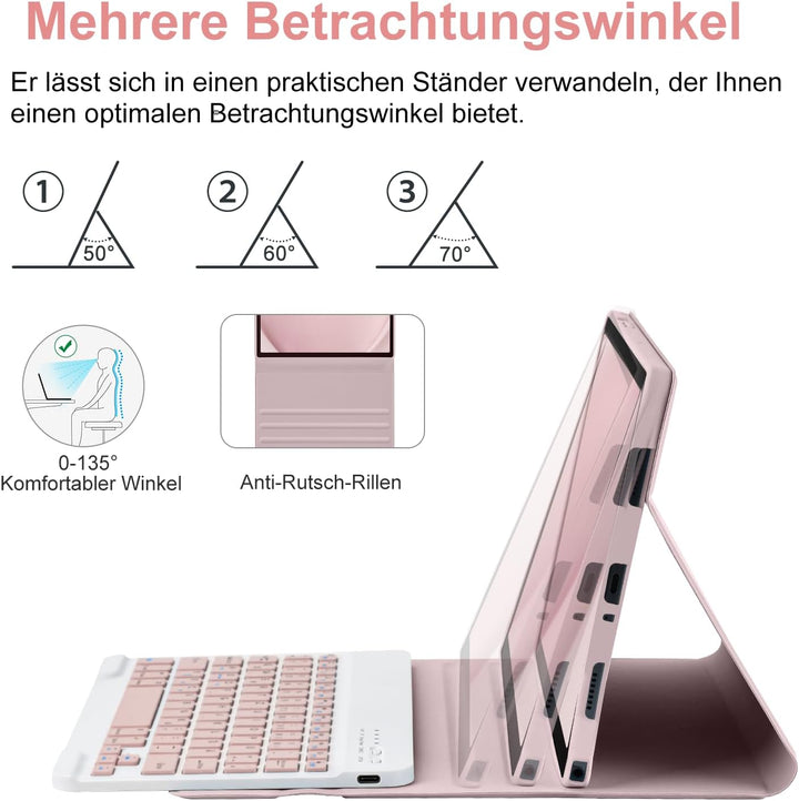 HOTLIFE Tastatur Hülle für Samsung Galaxy Tab А11+/А9+ 11 Zoll 2023/2025, Schutzhülle mit Automatisc