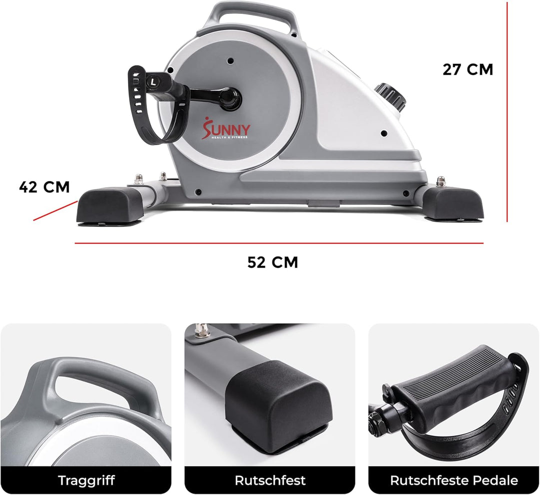 Sunny Health & Fitness Smart-Heimtrainer, Untertisch-Mini-Pedaltrainer mit Doppelfunktion für Senior