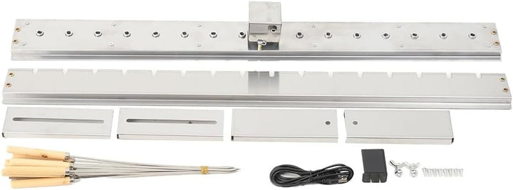 BBQ Spiessdreher mit 15 Edelstahl Spiesse Grill Mangal Schaschlik mit USB Motor, Edelstahl Drehspies