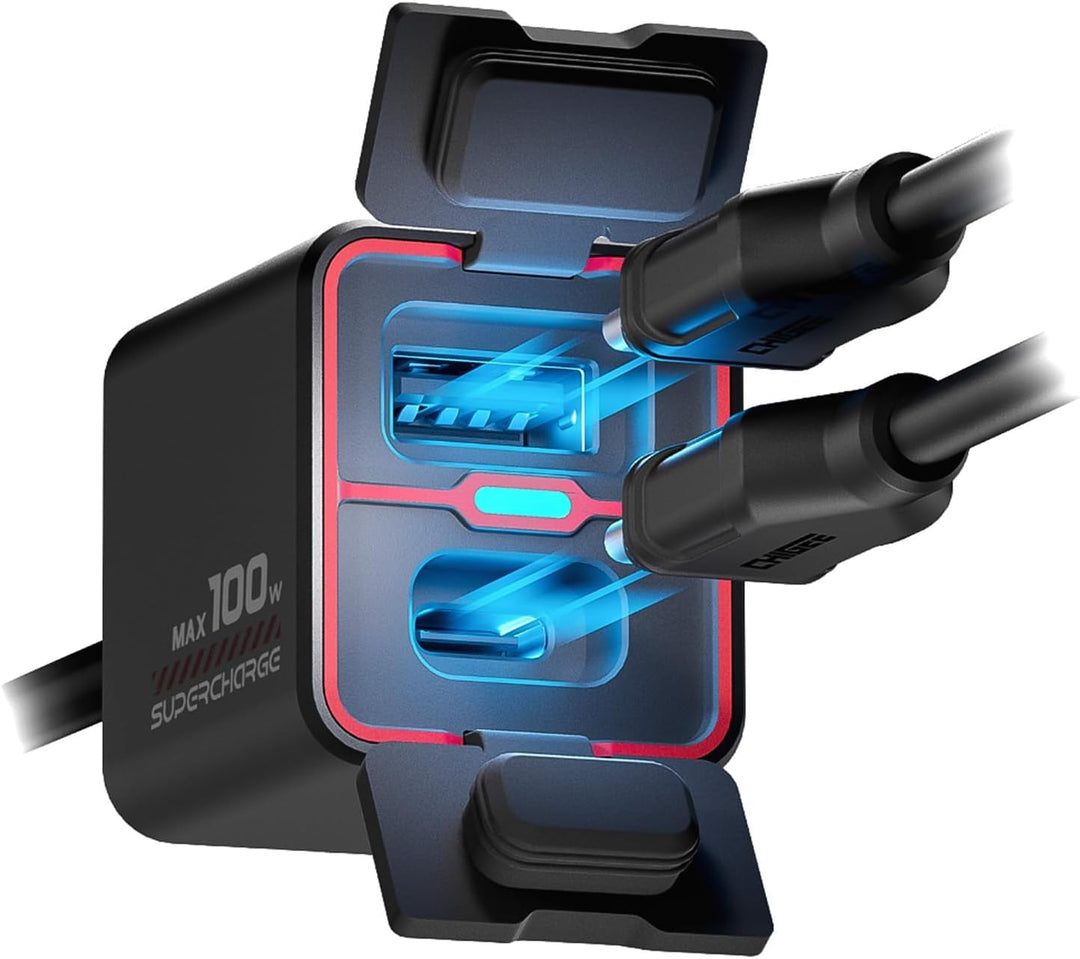 CHIGEE TR100 Next-Gen Motorrad-Batterieladegerät, 100 W, ultrakompakt & leicht, Notladung, niedrige