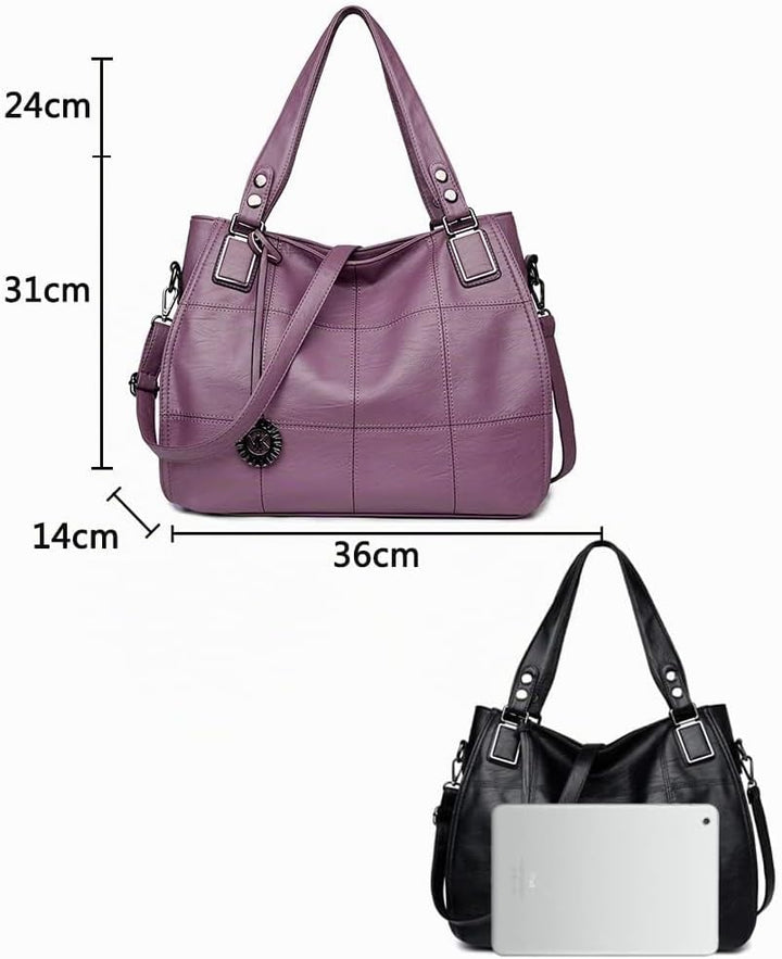 Kris Anna Damen Hobo Schultertasche Shopper Tasche aus PU-Leder mit Schulterriemen Umhängetasche Sti