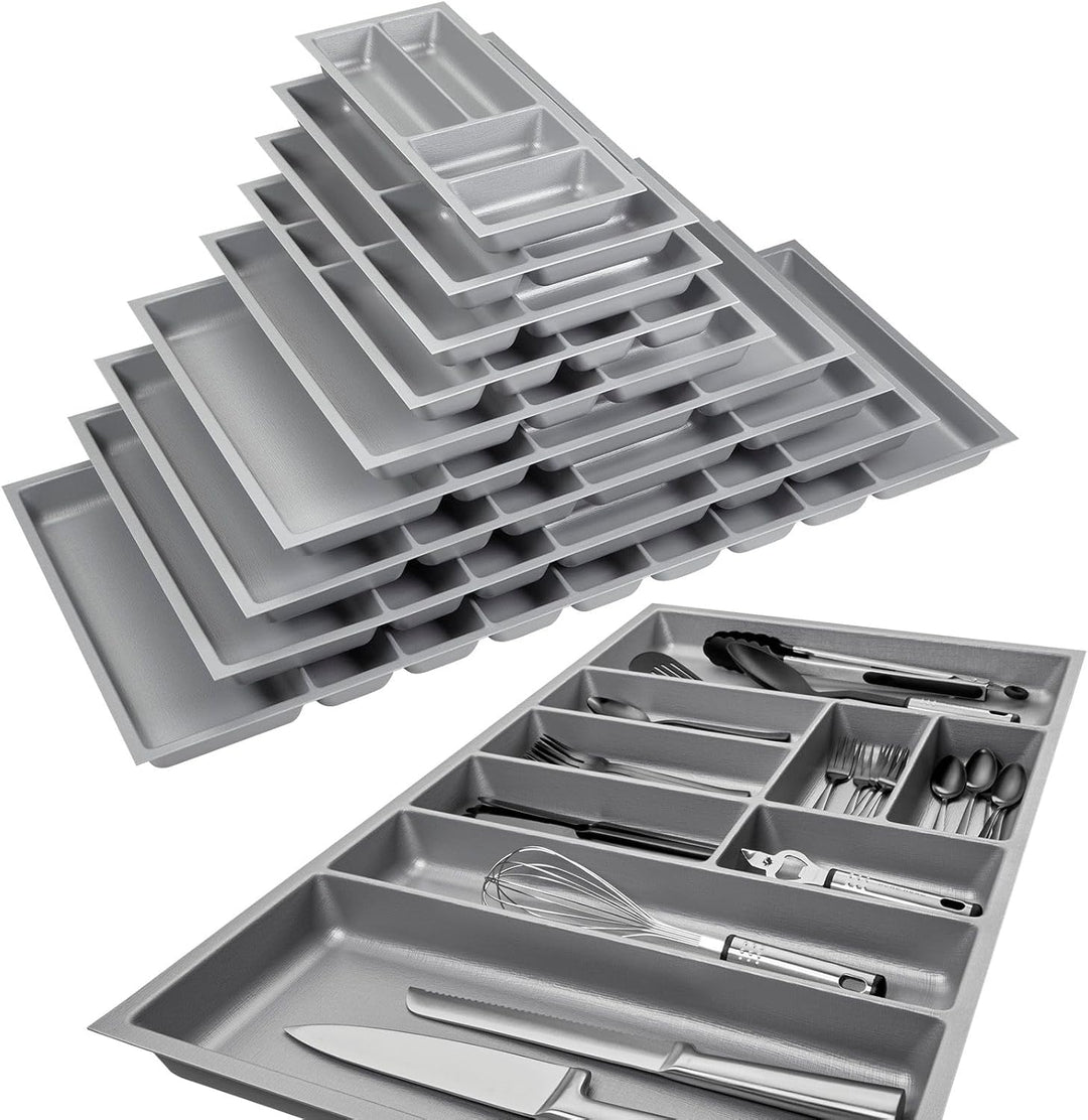 ORGA-BOX 2 Besteckeinsatz Tiefe: 461 x Breite: 209 mm silbergrau mit Canvas Struktur für 30er Nobili