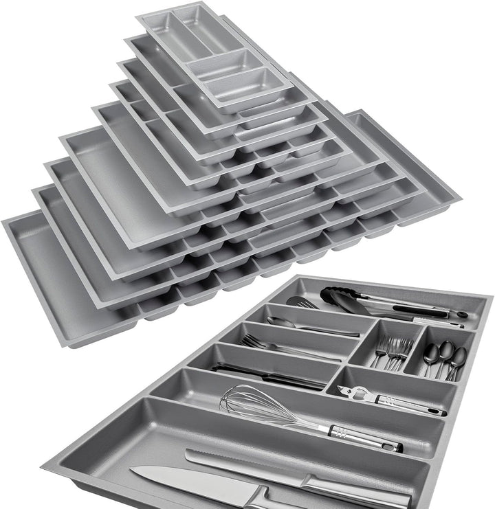 ORGA-BOX 2 Besteckeinsatz Tiefe: 461 x Breite: 209 mm silbergrau mit Canvas Struktur für 30er Nobili