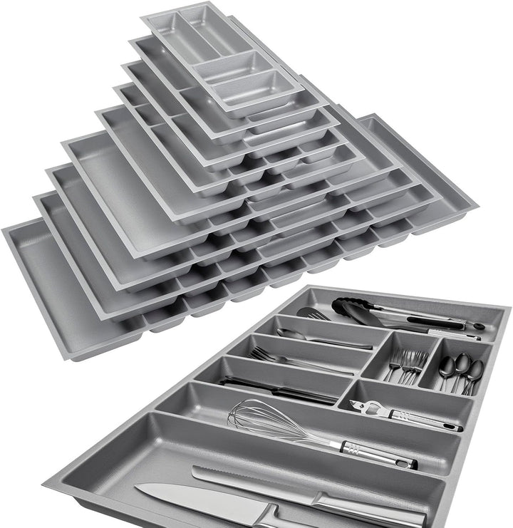 ORGA-BOX 2 Besteckeinsatz Tiefe: 461 x Breite: 209 mm silbergrau mit Canvas Struktur für 30er Nobili