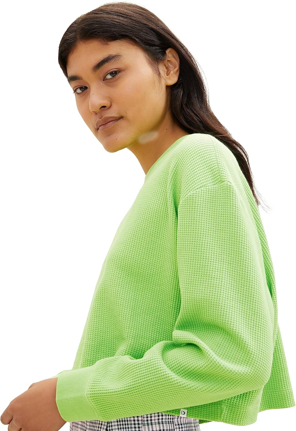 TOM TAILOR Denim Damen Cropped Basic Sweatshirt XS 12318 - Liquid Lime Green, XS 12318-liquid Lime G