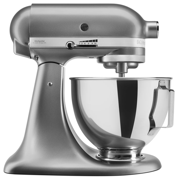 KitchenAid 5KSM95PSECU Küchenmaschine (4,3 L, Spritzschutz, 275 Watt, Flachrührer, Knethaken und Sch