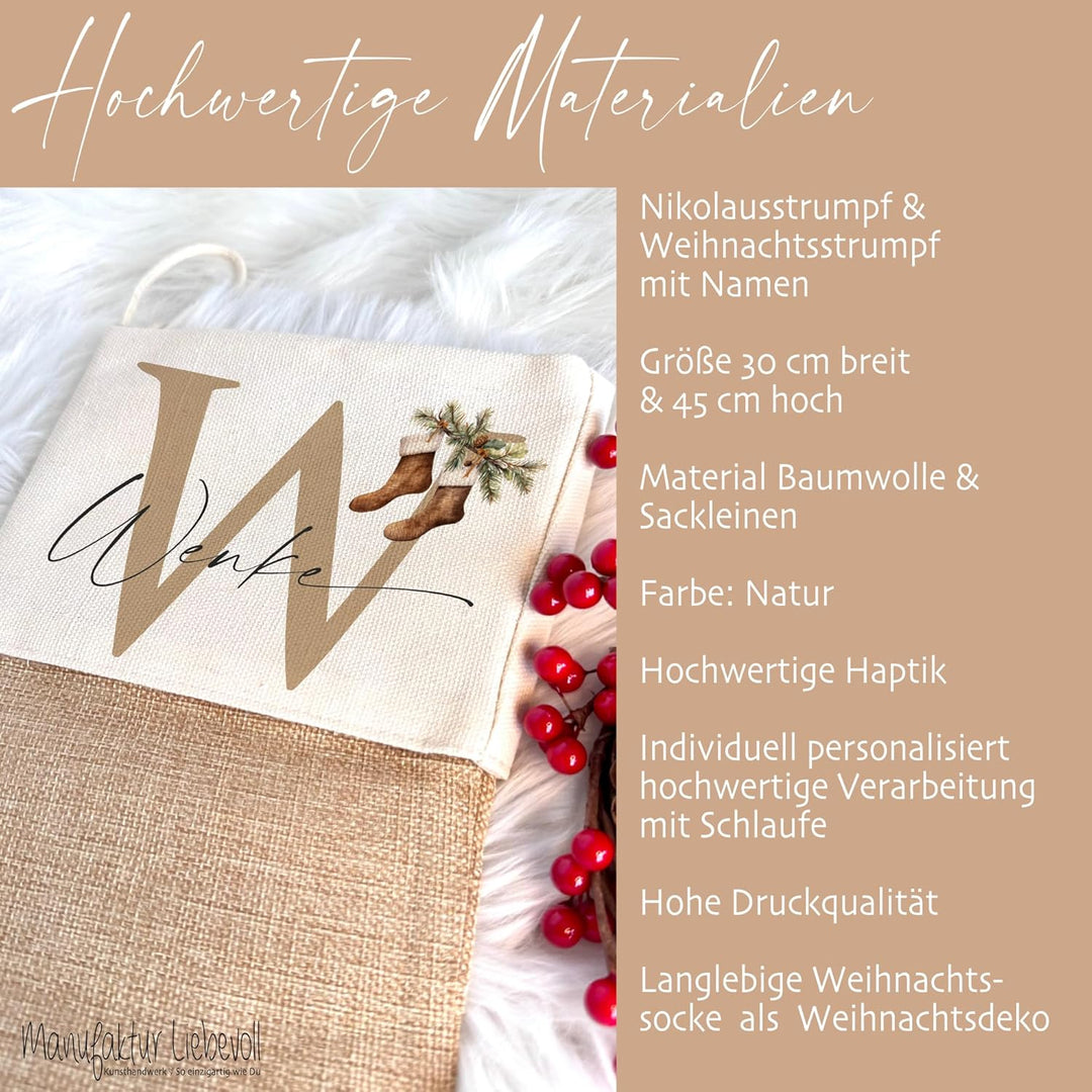 Manufaktur Liebevoll I Nikolausstrumpf Nikolausstiefel personalisiert Kinder Erwachsene Weihnachtsst