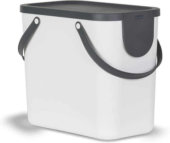 Rotho Albula Mülltrennungssystem 25l für die Küche, Kunststoff (PP) BPA-frei, weiss/anthrazit, 25l (