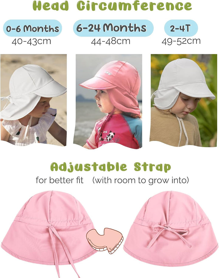 FURTALK Baby Sonnenhut mit Nackenklappe Kleinkind Kinder UPF 50+ Einstellbare Jungen Mädchen UV-Schu