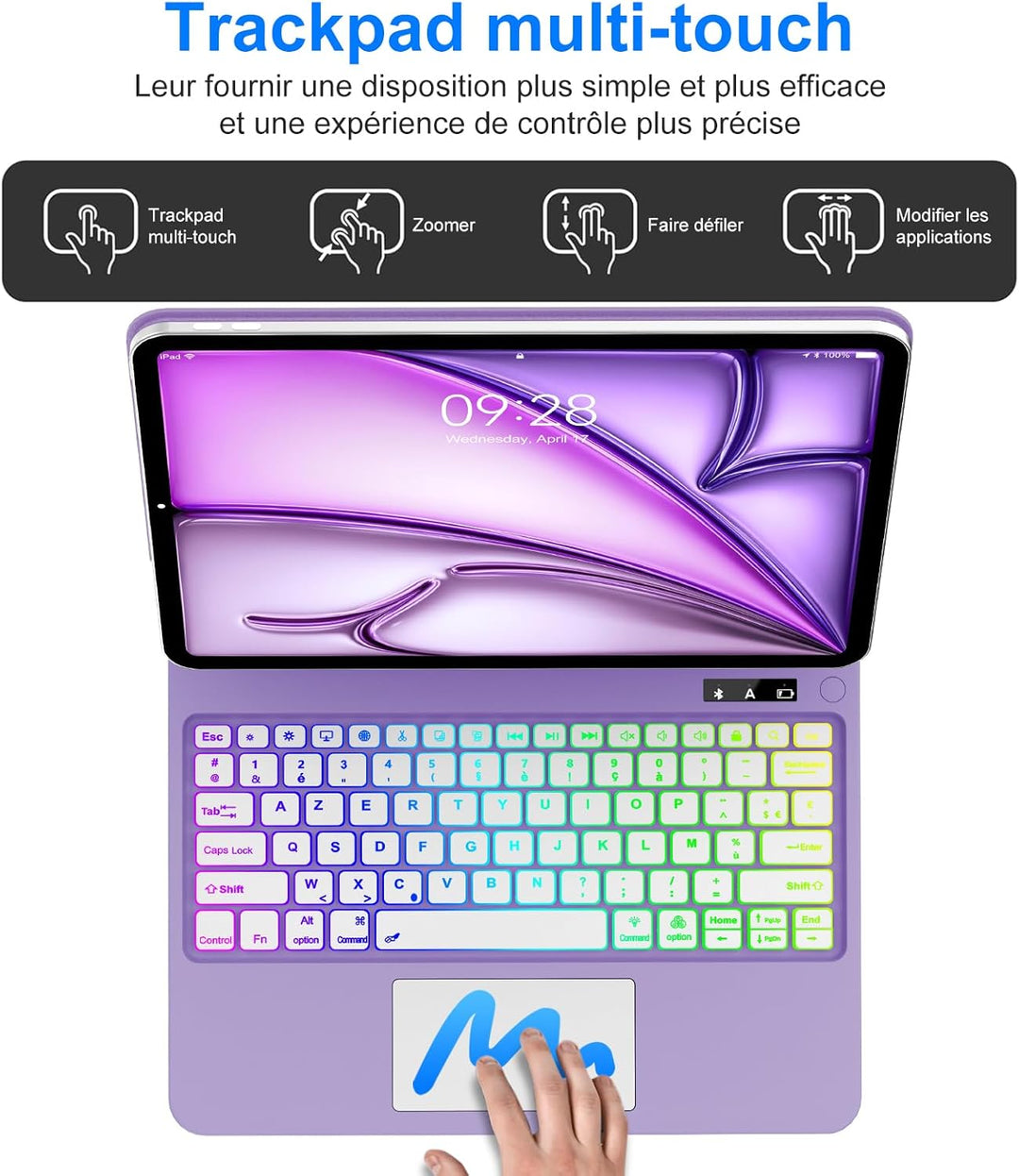 Magic Keyboard für iPad Air 13" (M3 2025 M2 2024)/iPad Pro 12.9 (6ª/5ª/4ª/3ª Gen), Magnetischer Stän