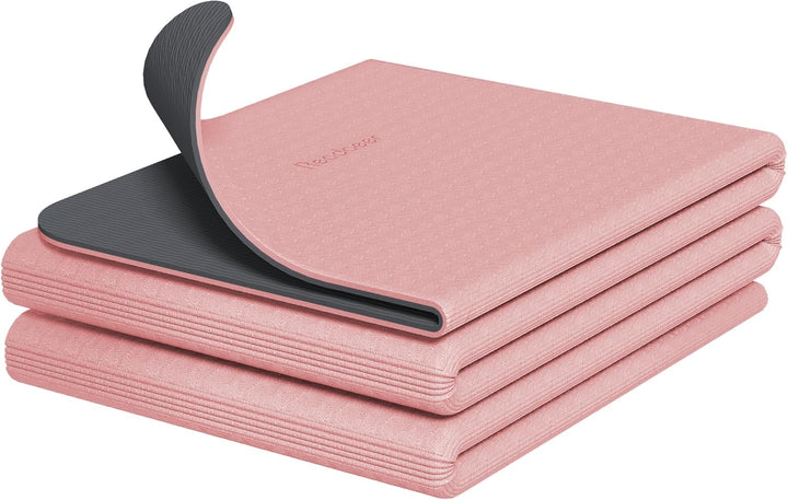 Faltbare Yogamatte für unterwegs, zweifarbige Yogamatte, 6 mm dick, mit Tragetasche, rutschfeste TPE