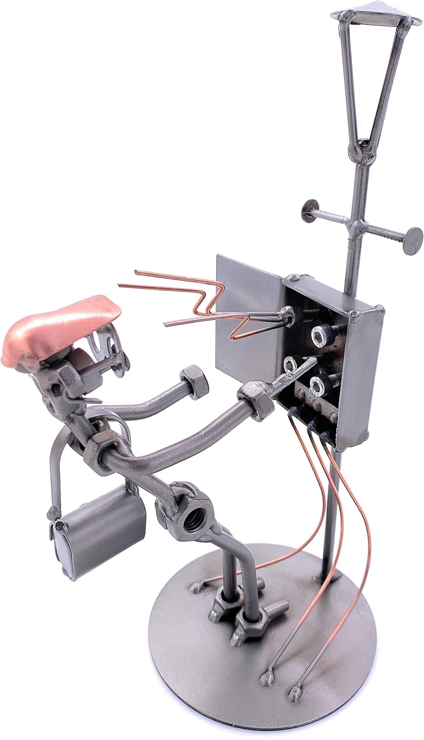 STEEMO Schraubenmännchen Elektriker Handwerker Geschenk Metall-Deko 13x12x24 cm