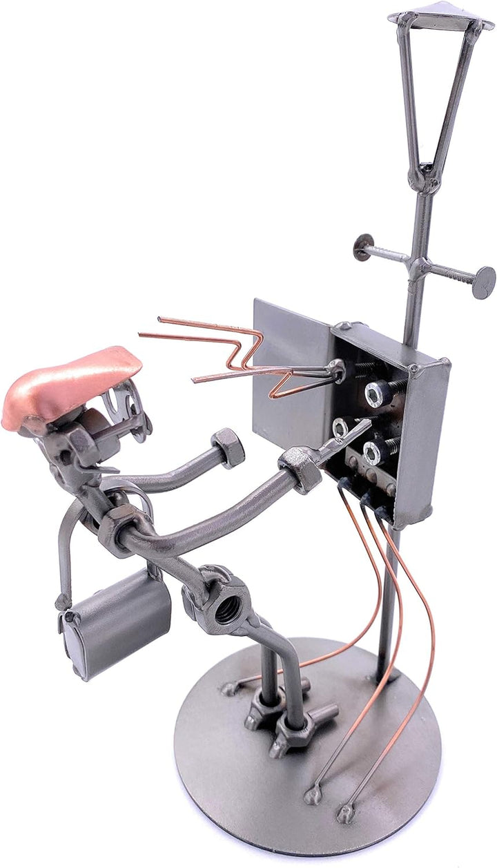 STEEMO Schraubenmännchen Elektriker Handwerker Geschenk Metall-Deko 13x12x24 cm