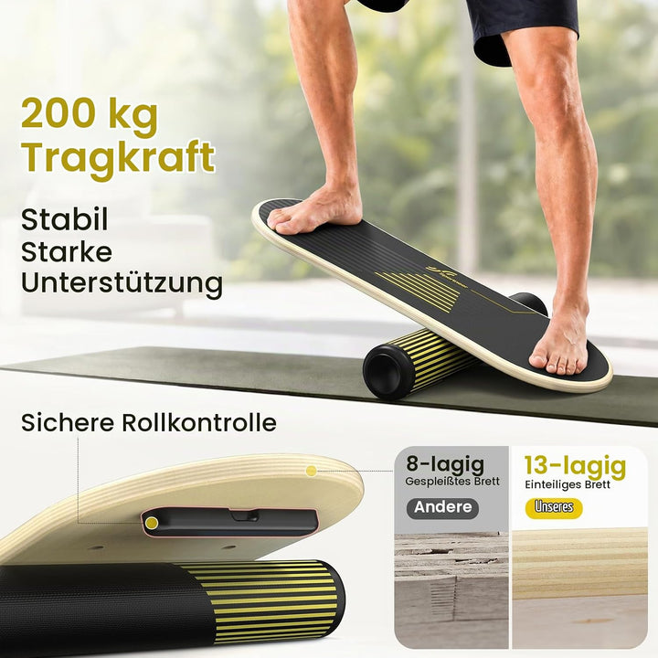 Sportneer Balance Board, 7 Modi Wackelbrett Indoorboard Skateboard Surf Balance Board mit verstellba