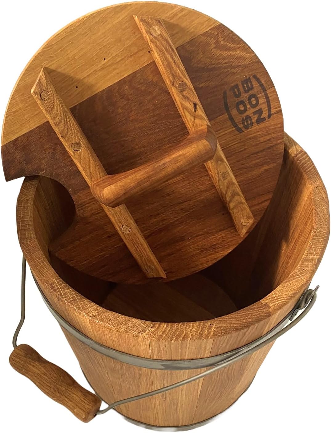 Walmeister Eicheneimer 15L Holzeimer Mit Tragegriff und Deckel aus Eiche