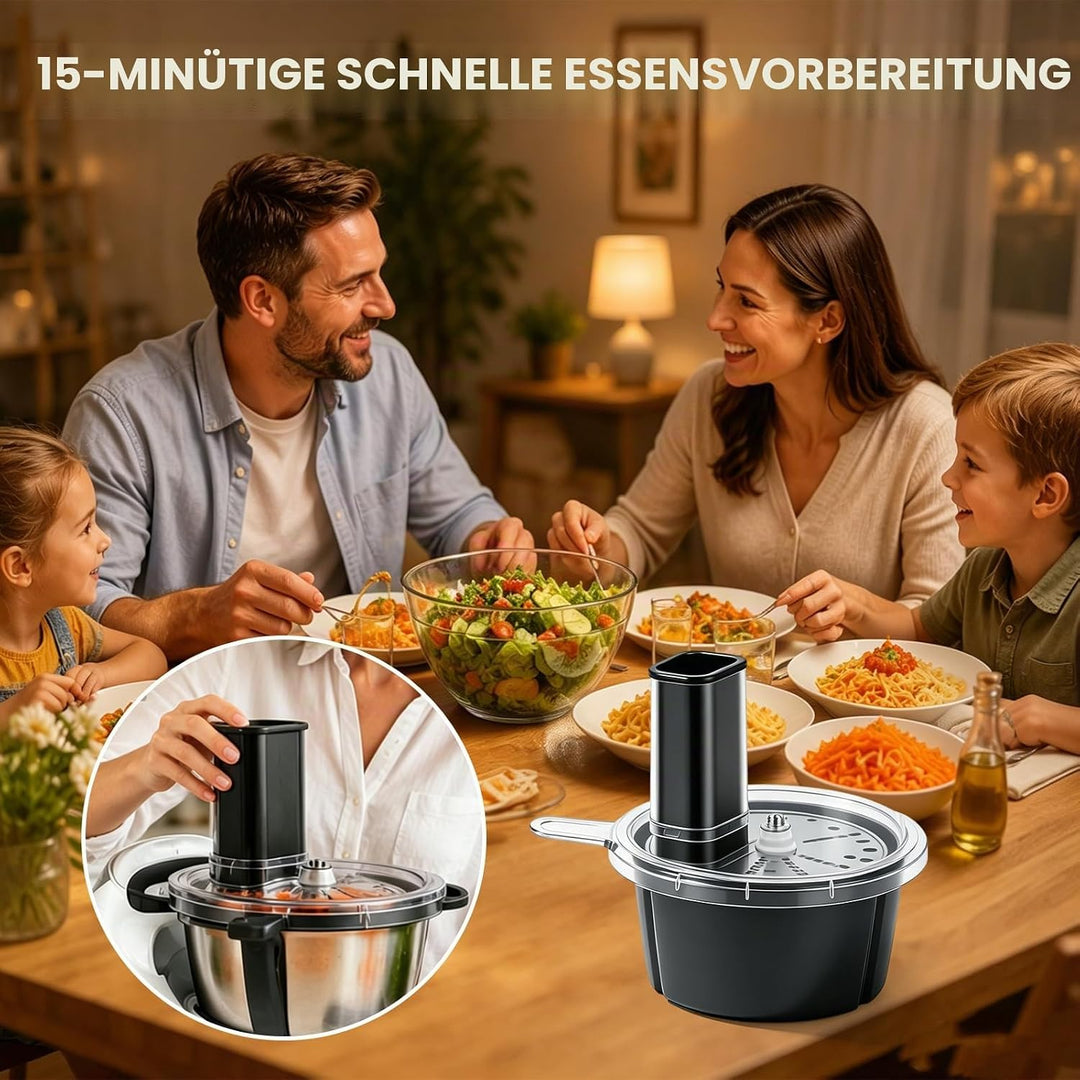 Gemüseschneider elektrisch für Thermomix TM5 TM6, Spiralschneider &amp; Gemüsereibe aus Edelstahl, für Z
