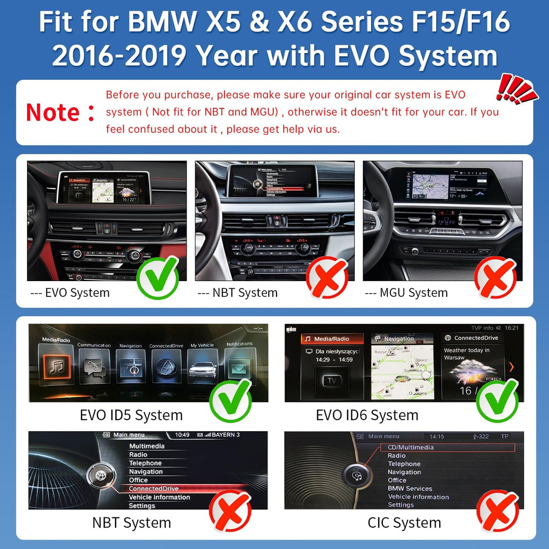 Road Top 12,3 Zoll Autoradio Carplay für BMW X5 X6 F15/F16 EVO (2016-2020) | Linux HD Touchscreen mi