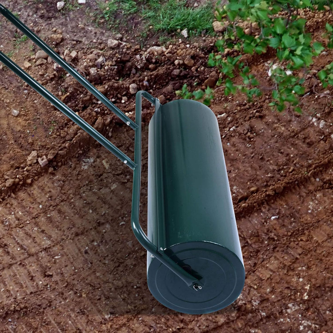 GOPLUS Rasenwalze, 48L/63L Gartenwalze befüllbar mit Wasser & Sand, Rasenroller aus Metall, Graswalz
