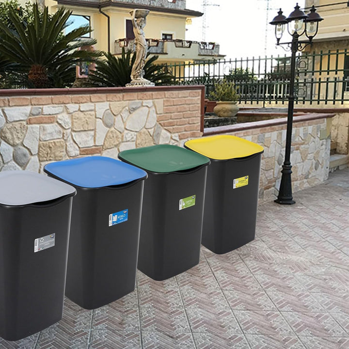 DREI Ti Abfalleimer, Schwarz/Grau, 50 l