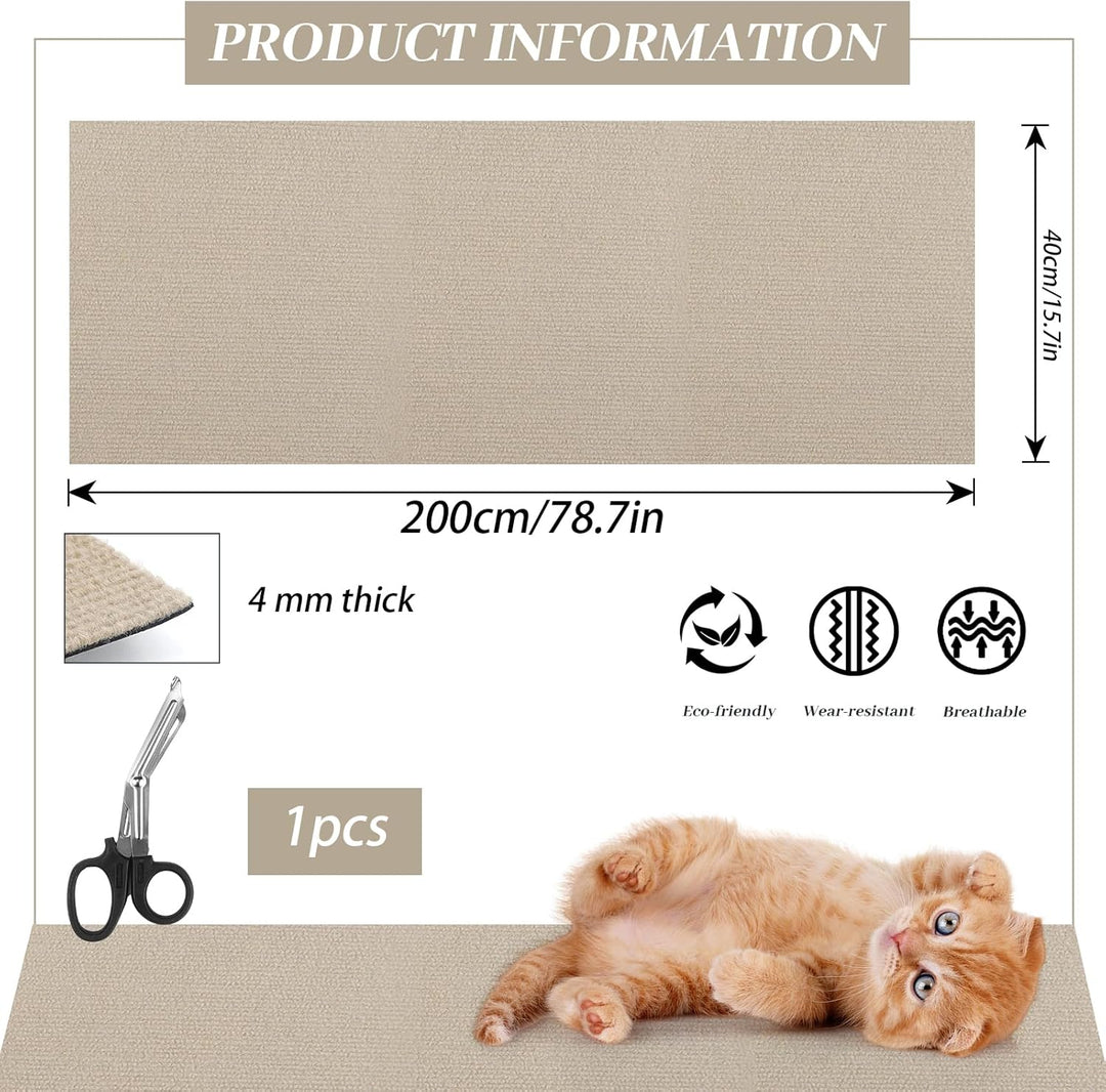 Selbstklebend Kratzbretter Khaki Katze Kratzteppich Katze Kratzmatte Katze Wand Teppich Katzen Kratz