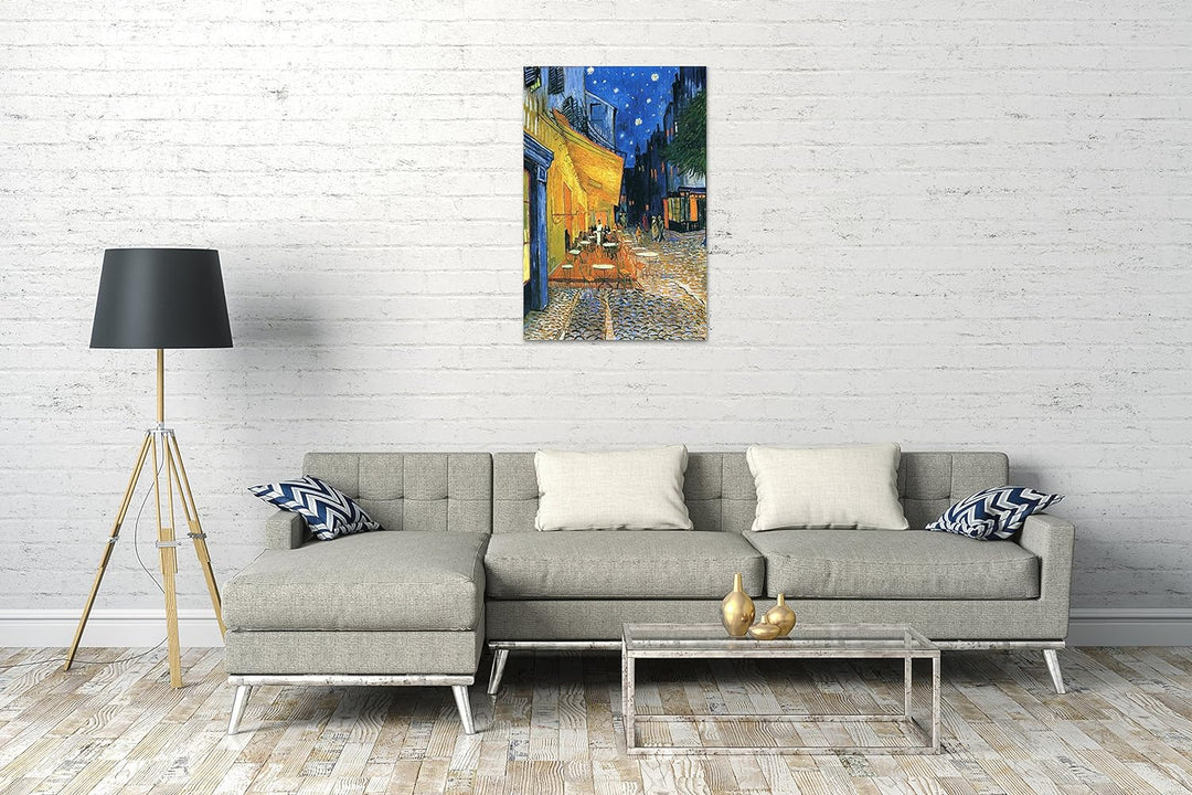 Printed Paintings Leinwand (60x80cm): Vincent Van Gogh - Nachtcafé/Nachts vor dem Café an der Pla 60