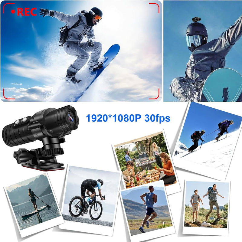 TANGMI Action Cam, WiFi Helmkamera Motorrad, 1080P HD & 120° Weitwinkel Actionkameras mit Automatisc