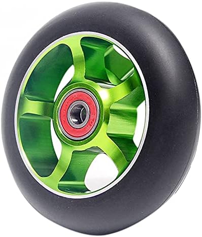 2 StüCk 100Mm Aluminium Roller mit Lagern, GrüN, für Scooter