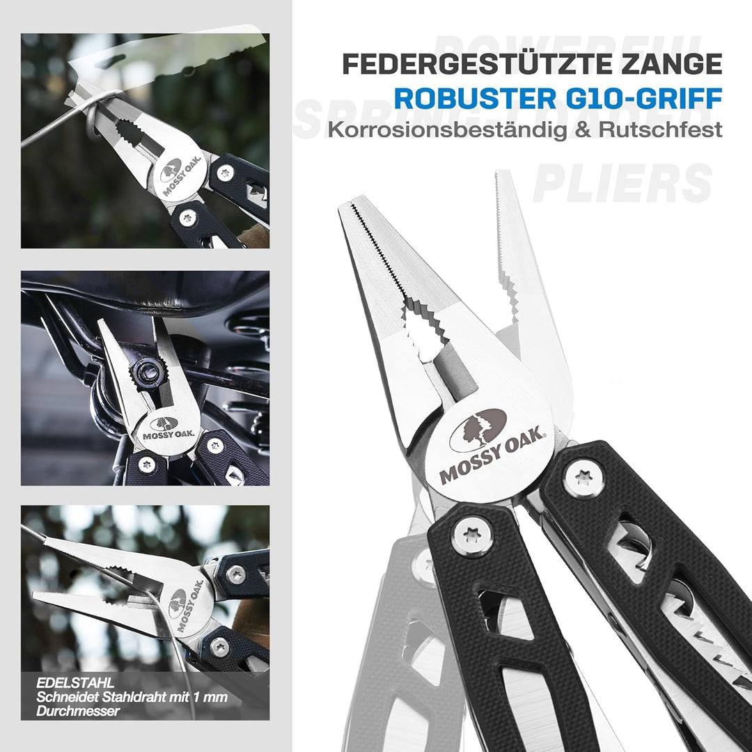 Mossy Oak Multifunktionszange 22-in-1 Multi-Tool Edelstahl Multifunktionale Zange Faltbar Multitool