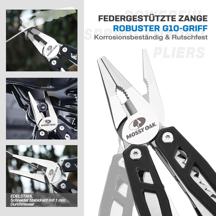 Mossy Oak Multifunktionszange 22-in-1 Multi-Tool Edelstahl Multifunktionale Zange Faltbar Multitool