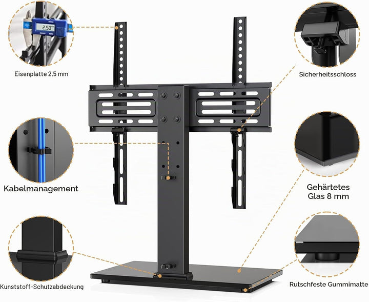 FITUEYES TV Standfuss TV Ständer für 27-55 Zoll LCD LED OLED Plasma Flach &amp; Curved Fernseher Höhenve