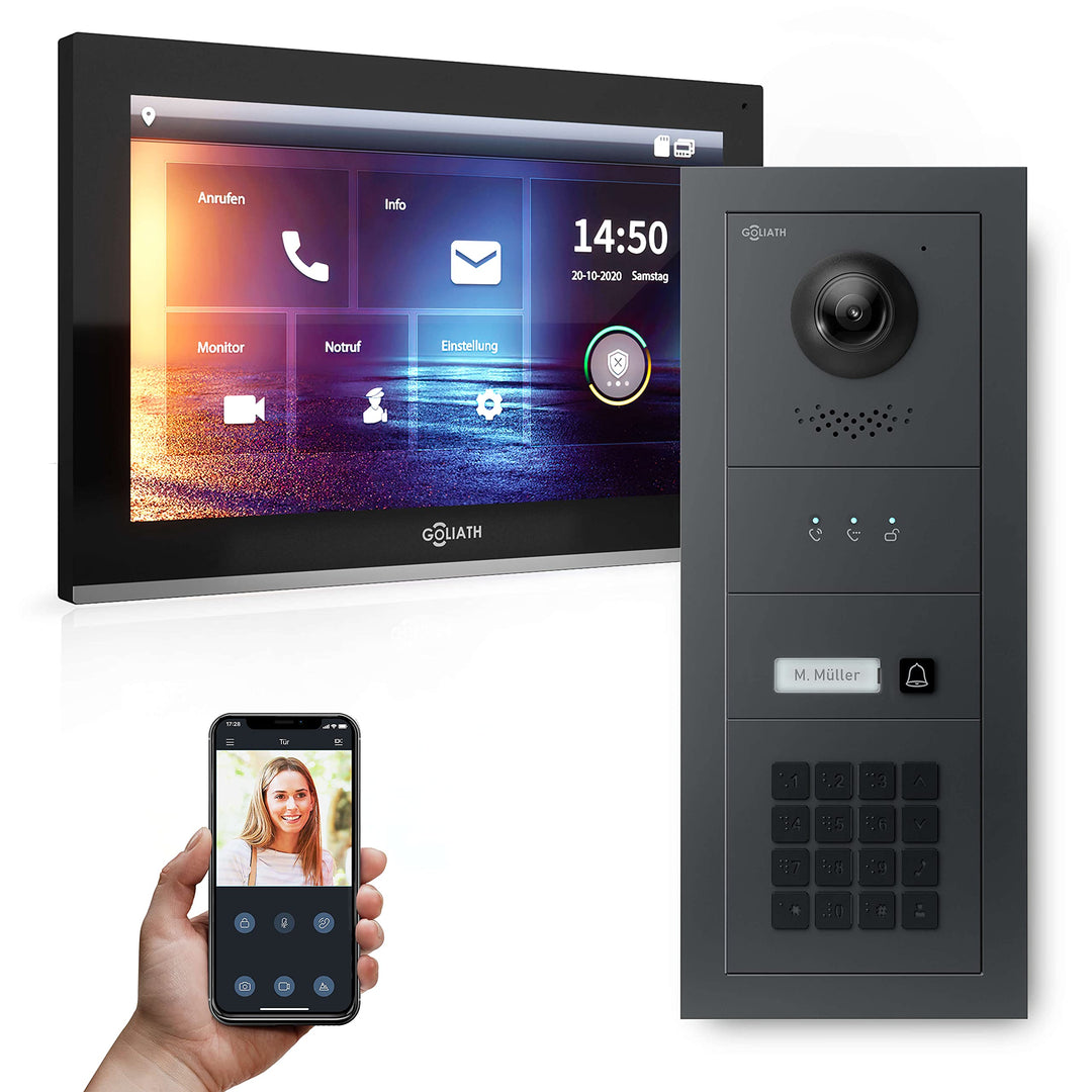 Goliath Hybrid | IP | Full-HD Video Türsprechanlage | App | 1-Fam | 1 x Full-Touchscreen 10" | Alumi