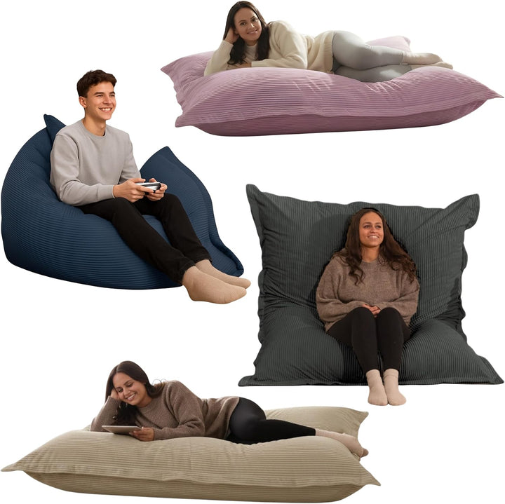 bananair - Sitzsack XXL aus Cordstoff Breit Gerippt für Kinder und Erwachsene - Weich und Bequem - M