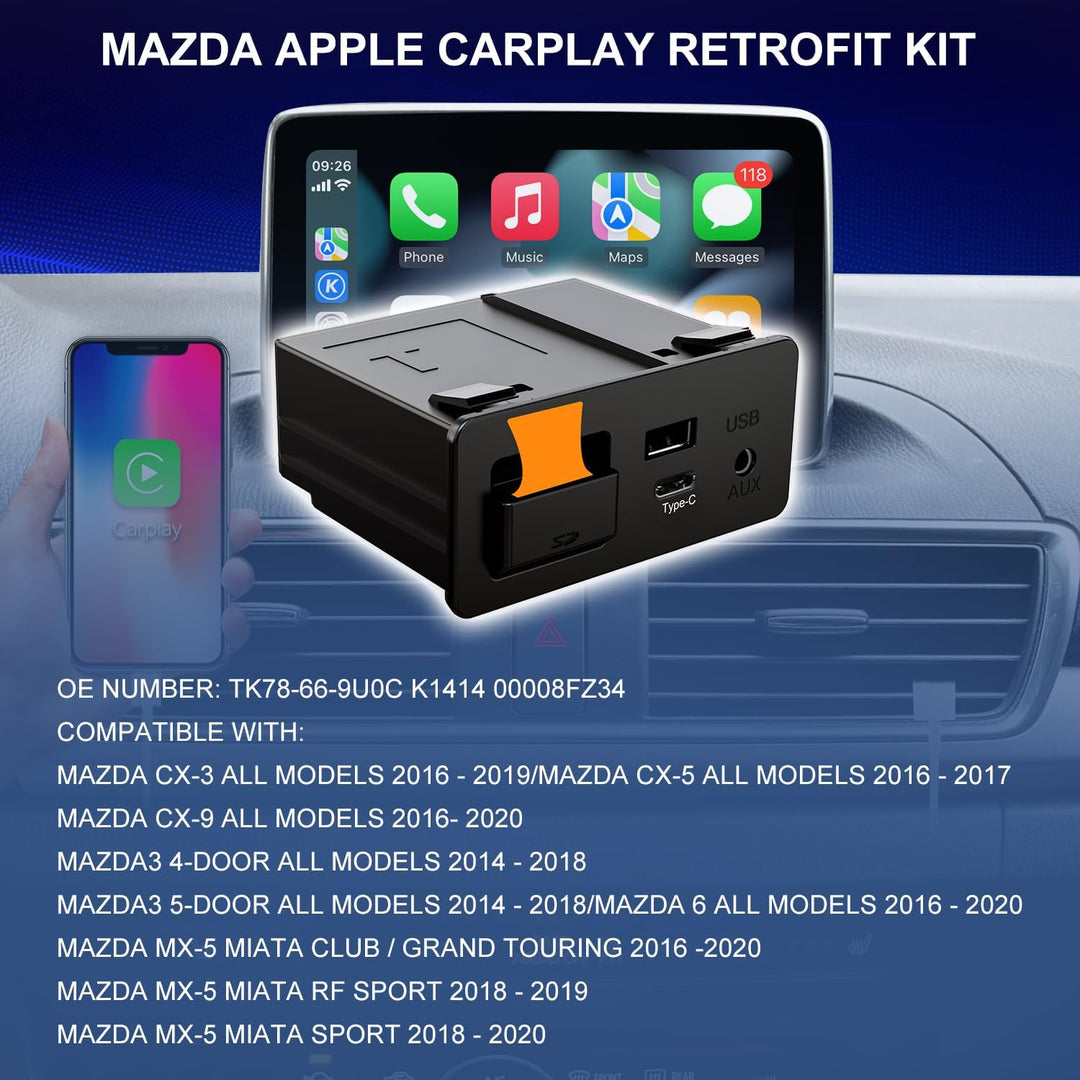 Type-C Mazda Wireless Carplay Nachrüstkit, TK78-66-9U0C OEM Media Hub für das MZD Connect System, ko