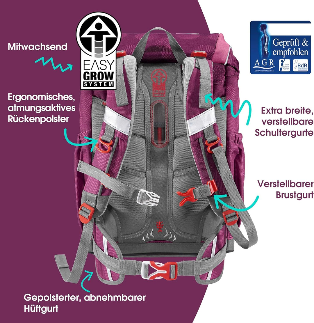 Step by Step GIANT Schulranzen-Set, 5-teilig, ergonomischer Tornister mit Reflektoren, höhenverstell