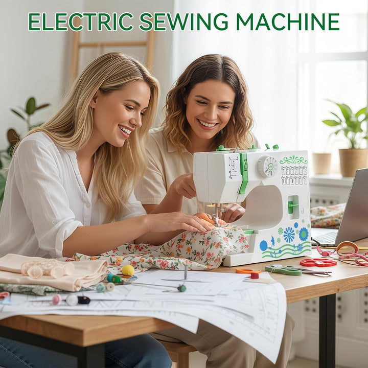 Nähmaschine für Anfänger und Kinder, 12 Stichmuster Overlock Nähmaschine, Portable Mini Sewing Machi