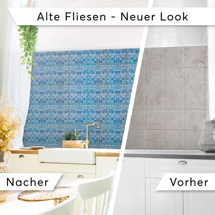 Aufkleber für Fliesen I Fliesensticker Vinyl Mosaikfliesen I Selbstklebende Dekorfolie zur Wandgesta