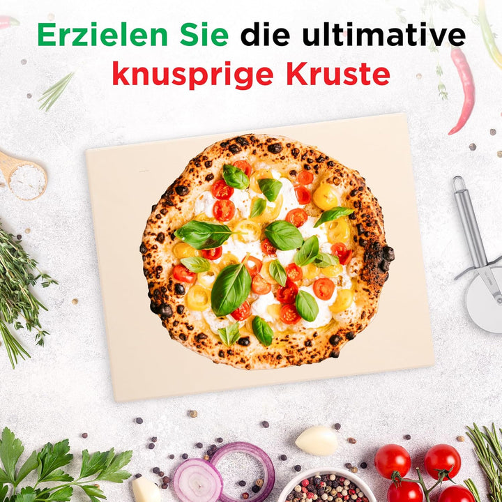 Pizza Lover Premium Pizzastein-Set für Backofen & Grill – 4in1 – inkl. perforiertem Pizzaschieber (h