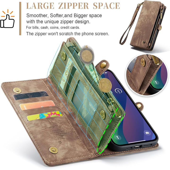 UFinetech für iPhone 15 Plus Hülle, Flip Leder TPU Stossfest Kartenfach Tasche Handyhülle für iPhone