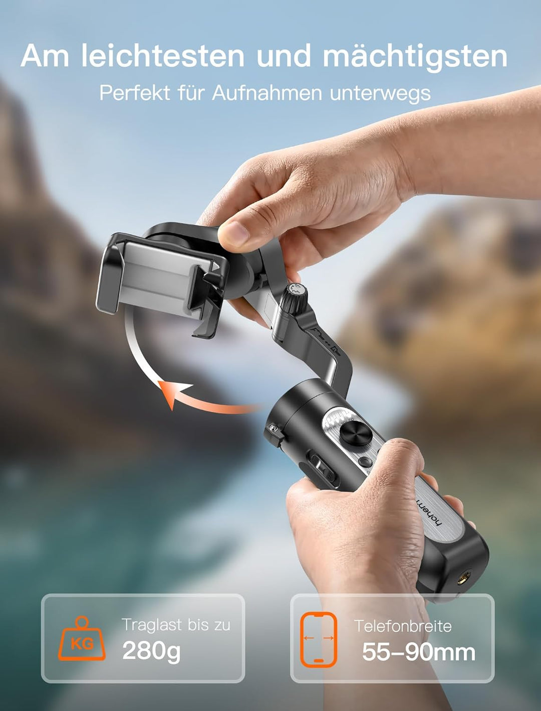 hohem iSteady XE Kit Gimbal für Smartphone, 3-Achsen Stabilisator für iPhone & Android mit Magnetisc