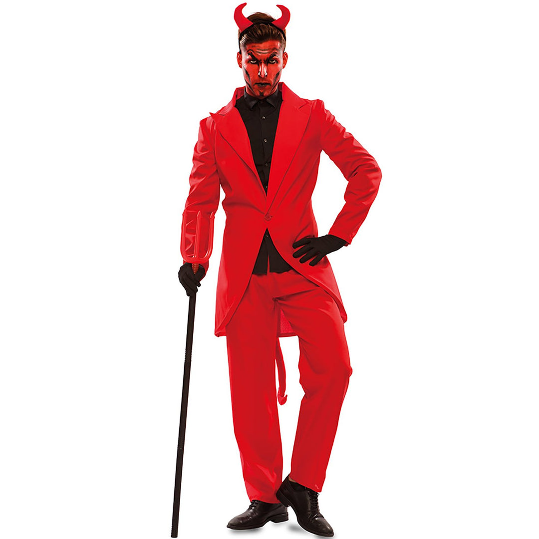 EUROCARNAVALES Herren Kostüm Teufel Lucifer rot Anzug Satan Halloween Fasching Karneval (XL)