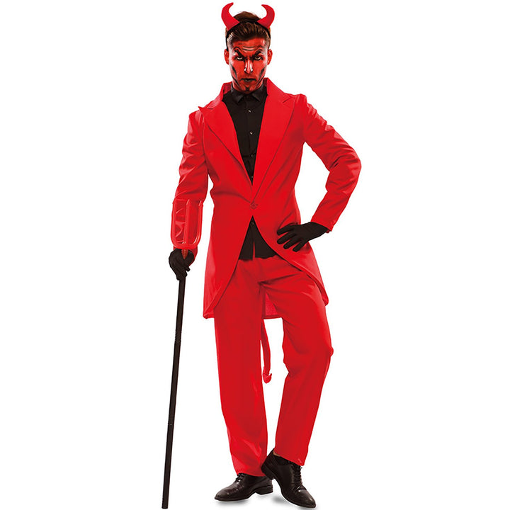 EUROCARNAVALES Herren Kostüm Teufel Lucifer rot Anzug Satan Halloween Fasching Karneval (XL)