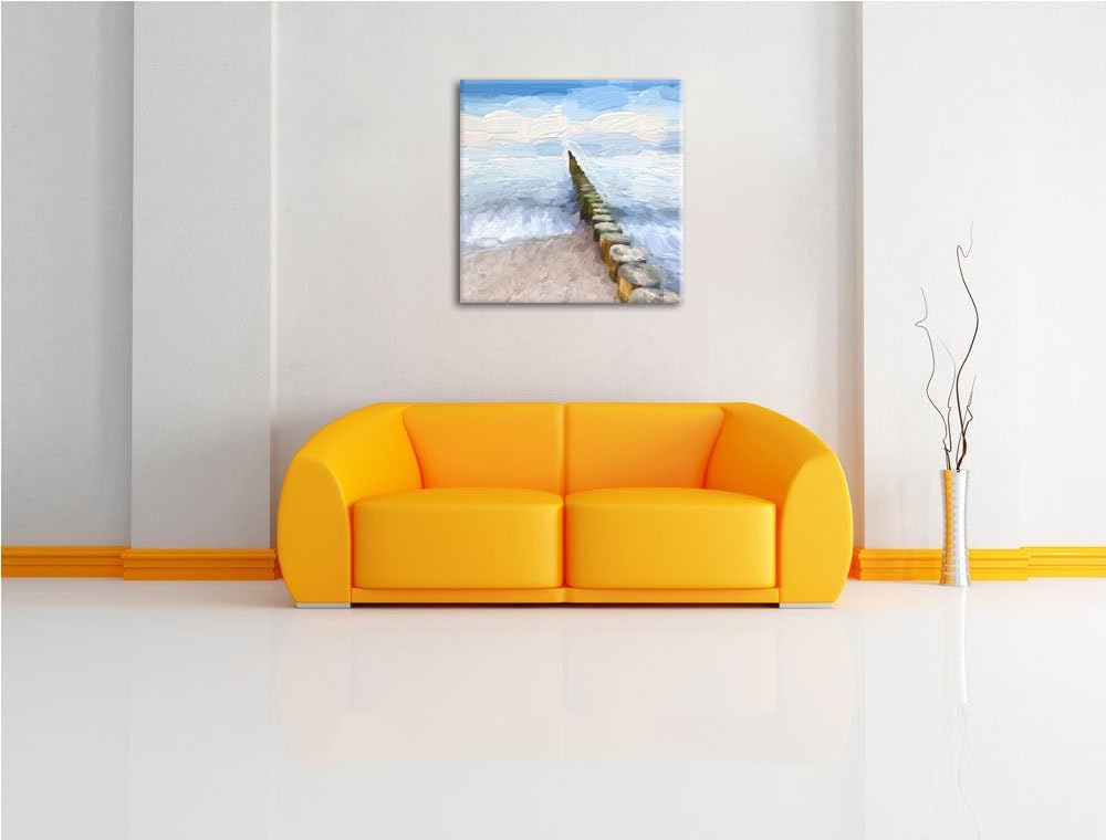 kleine Baumstümpfe im Meer, Format: 70x70 auf Leinwand, XXL riesige Bilder fertig gerahmt mit Keilra