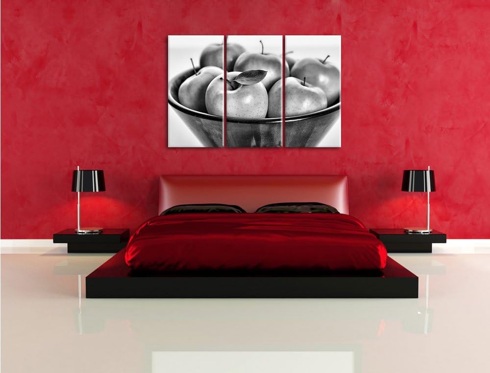 Pixxprint Apple Apfel Korb mit Äpfeln als Leinwandbild/Grösse: 3 Teilig (120x80) cm/Wandbild/Kunstdr