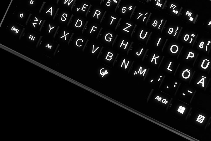 Lacerto® | Deutsche Tastatur (QWERTZ) mit grossen Buchstaben, weisser LED-Beleuchtung &amp; USB-Anschlus