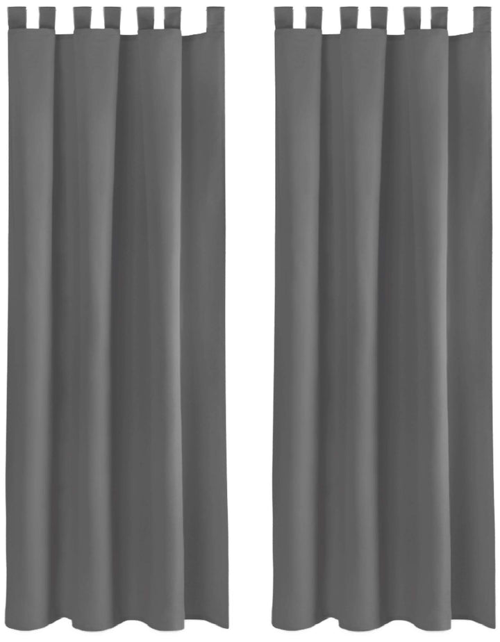 Bestlivings Blickdichte Gardine im 2er Pack mit Schlaufen (140x145 cm/Anthrazit) + 2 Raffhalter, in