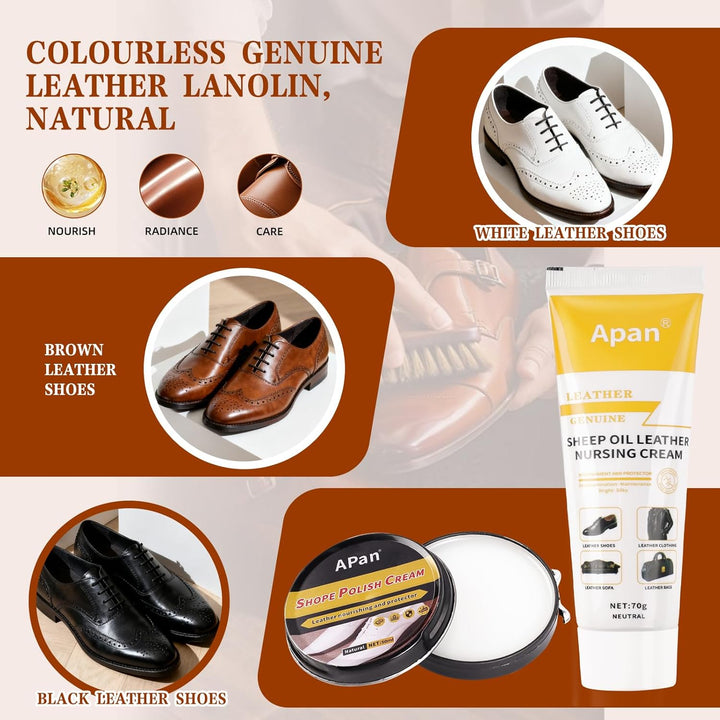 Lederschuhpflege Set mit Black Shoe Wax/Black shoe polish & Colourless Shoe Wax/Colourless shoe poli