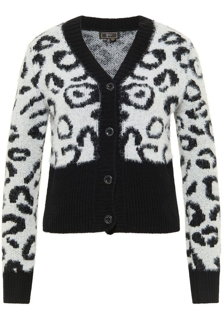 faina Damen Sweater XS-S Wollweiss Schwarz, XS-S Wollweiss Schwarz