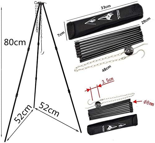 Kochen Stativ im Freien, BBQ Dreibein, Grillgeräte Campinggrills mit Kette und Haken, zum Kochen, Tr