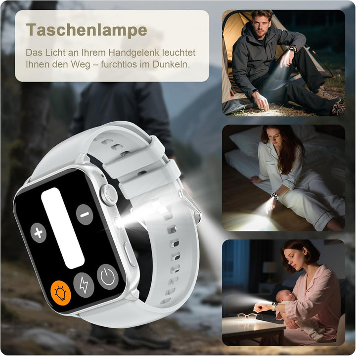 IOWODO Smartwatch Damen Herren 1,85 Zoll Uhren Fitnessuhr Sportuhr mit Schrittzähler Herzfrequenzmon